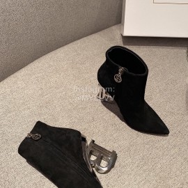 Balmain Fashion Black Sheepskin High Heel Boots For Women 