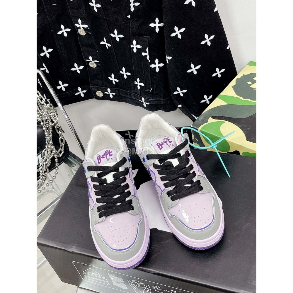 Bape Sta Leather Color Matching Sneakers Purple