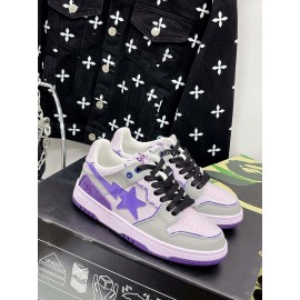 Bape Sta Leather Color Matching Sneakers Purple