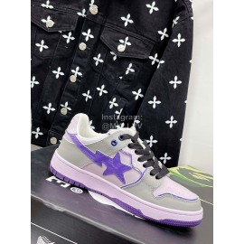 Bape Sta Leather Color Matching Sneakers Purple