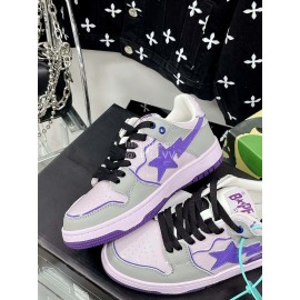 Bape Sta Leather Color Matching Sneakers Purple