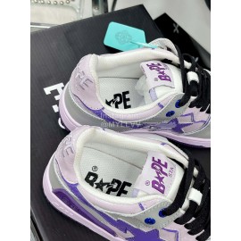 Bape Sta Leather Color Matching Sneakers Purple