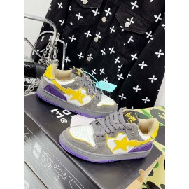Bape Sta Leather Color Matching Sneakers Gray
