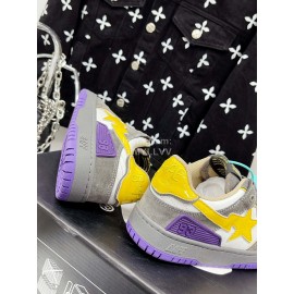Bape Sta Leather Color Matching Sneakers Gray