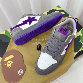 Bape Sta Leather Casual Sneakers Gray