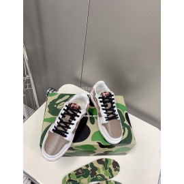 Bape Sta New Leather Color Matching Sneakers Coffee
