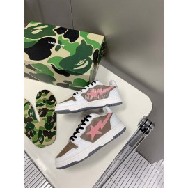 Bape Sta New Leather Color Matching Sneakers Coffee