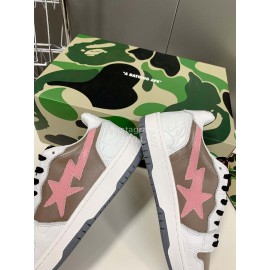 Bape Sta New Leather Color Matching Sneakers Coffee