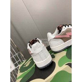 Bape Sta New Leather Color Matching Sneakers Coffee
