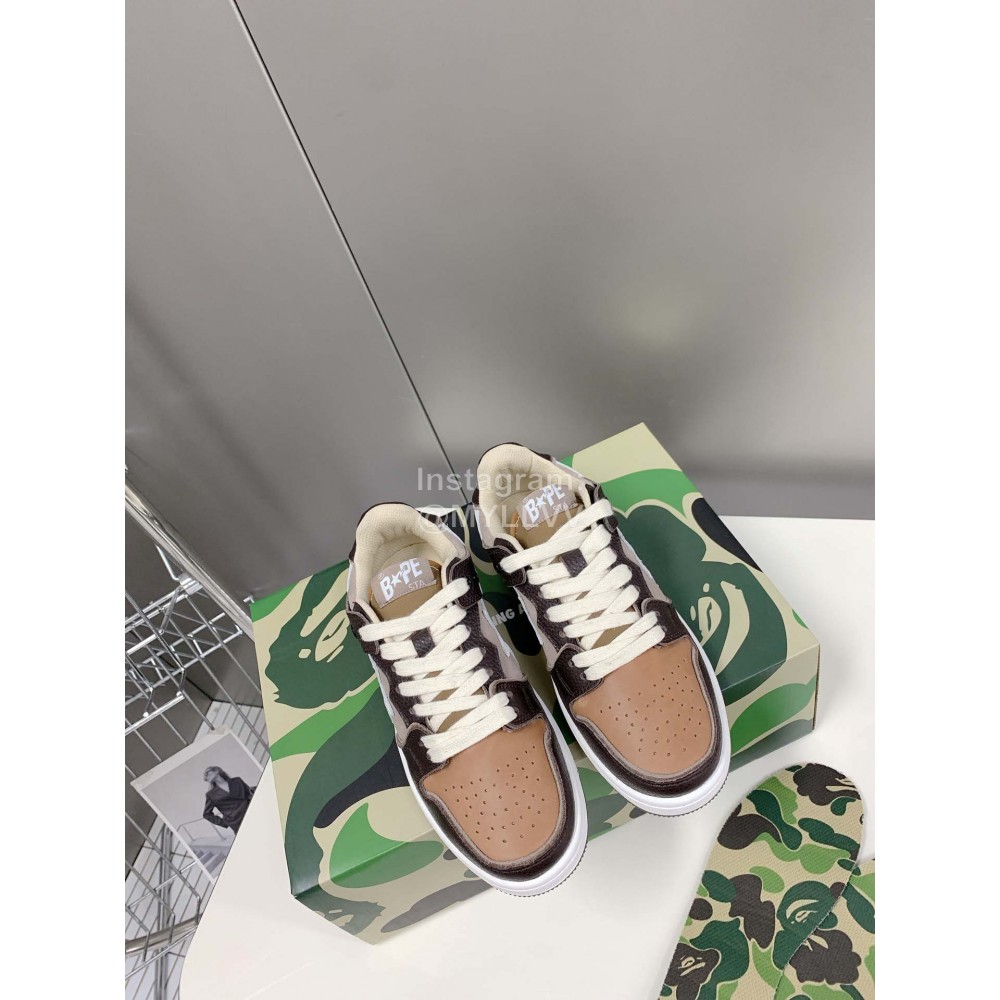 Bape Sta New Leather Color Matching Sneakers