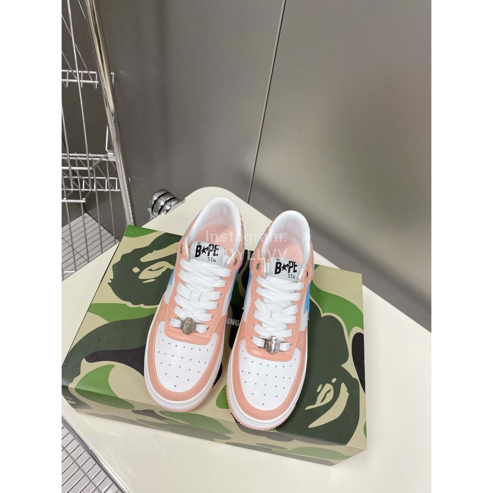 Bape Sta New Leather Color Matching Sneakers Pink