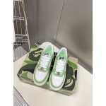 Bape Sta New Leather Lace Up Sneakers White Green
