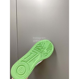 Bape Sta New Leather Lace Up Sneakers White Green