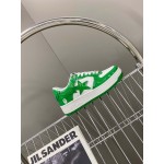 Bape Sta New Leather Lace Up Sneakers Green