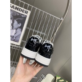 Bape Sta New Leather Lace Up Sneakers White Black