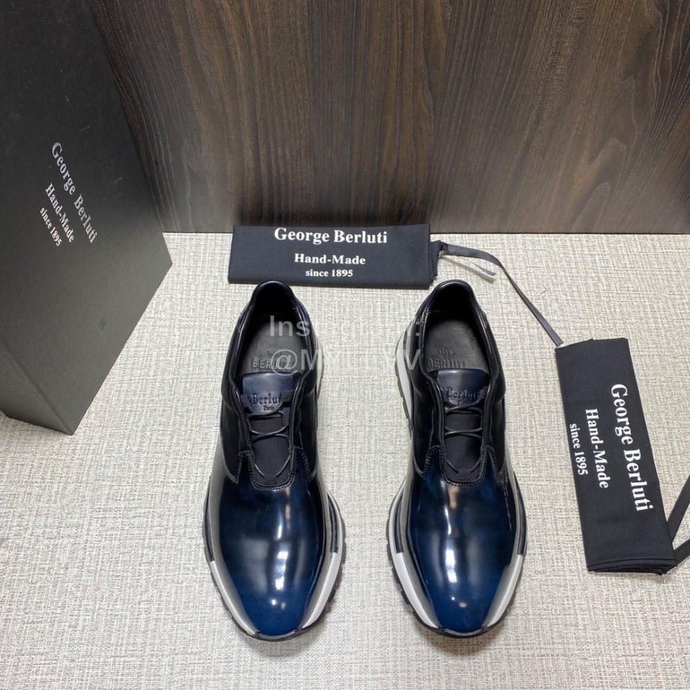 Berluti Fast Track Torino Calf Leather Sneakers For Men Blue