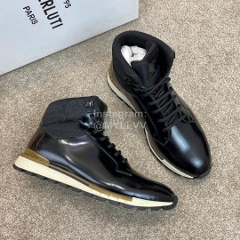 Berluti Fashion Calf Leather High Top Boots For Men Black