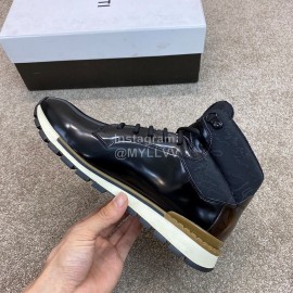 Berluti Fashion Calf Leather High Top Boots For Men Black