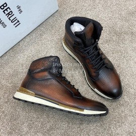 Berluti Fashion Calf Leather High Top Boots For Men Brown