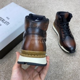 Berluti Fashion Calf Leather High Top Boots For Men Brown
