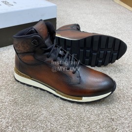 Berluti Fashion Calf Leather High Top Boots For Men Brown