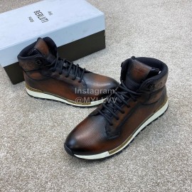 Berluti Fashion Calf Leather High Top Boots For Men Brown