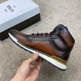 Berluti Fashion Calf Leather High Top Boots For Men Brown