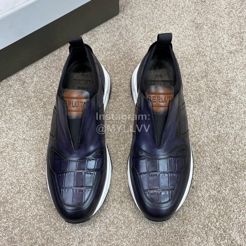 Berluti New Calf Leather Sneakers For Men Navy