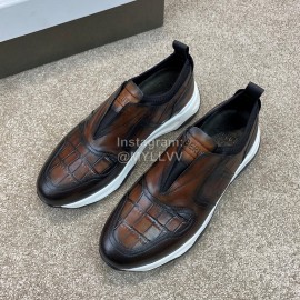 Berluti New Calf Leather Sneakers For Men Coffee