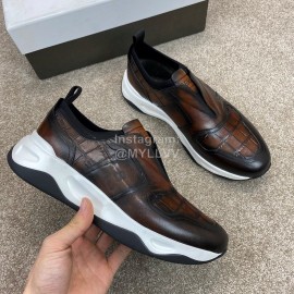 Berluti New Calf Leather Sneakers For Men Coffee
