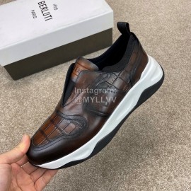 Berluti New Calf Leather Sneakers For Men Coffee