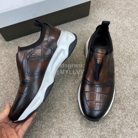 Berluti New Calf Leather Sneakers For Men Coffee