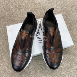 Berluti New Calf Leather Sneakers For Men Coffee