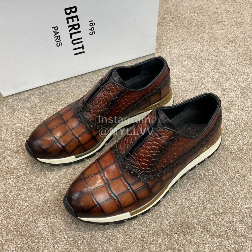 Berluti New Plaid Calf Leather Lace Up Sneakers For Men Brown