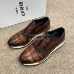 Berluti New Plaid Calf Leather Lace Up Sneakers For Men Brown