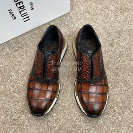 Berluti New Plaid Calf Leather Lace Up Sneakers For Men Brown