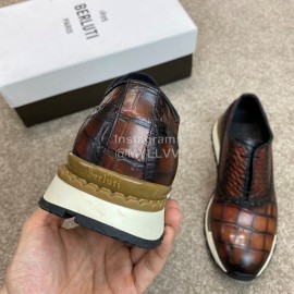 Berluti New Plaid Calf Leather Lace Up Sneakers For Men Brown