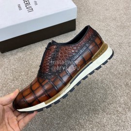 Berluti New Plaid Calf Leather Lace Up Sneakers For Men Brown