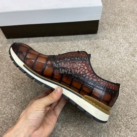 Berluti New Plaid Calf Leather Lace Up Sneakers For Men Brown