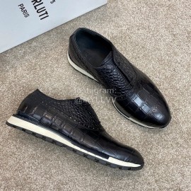 Berluti New Plaid Calf Leather Lace Up Sneakers For Men Black