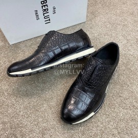 Berluti New Plaid Calf Leather Lace Up Sneakers For Men Black