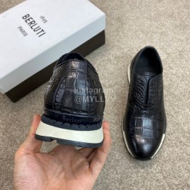 Berluti New Plaid Calf Leather Lace Up Sneakers For Men Black
