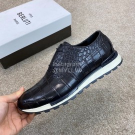 Berluti New Plaid Calf Leather Lace Up Sneakers For Men Black