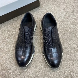 Berluti New Plaid Calf Leather Lace Up Sneakers For Men Black