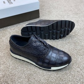 Berluti New Plaid Calf Leather Lace Up Sneakers For Men Gray