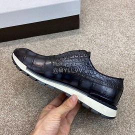 Berluti New Plaid Calf Leather Lace Up Sneakers For Men Gray