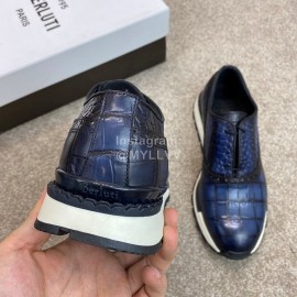 Berluti New Plaid Calf Leather Lace Up Sneakers For Men Blue