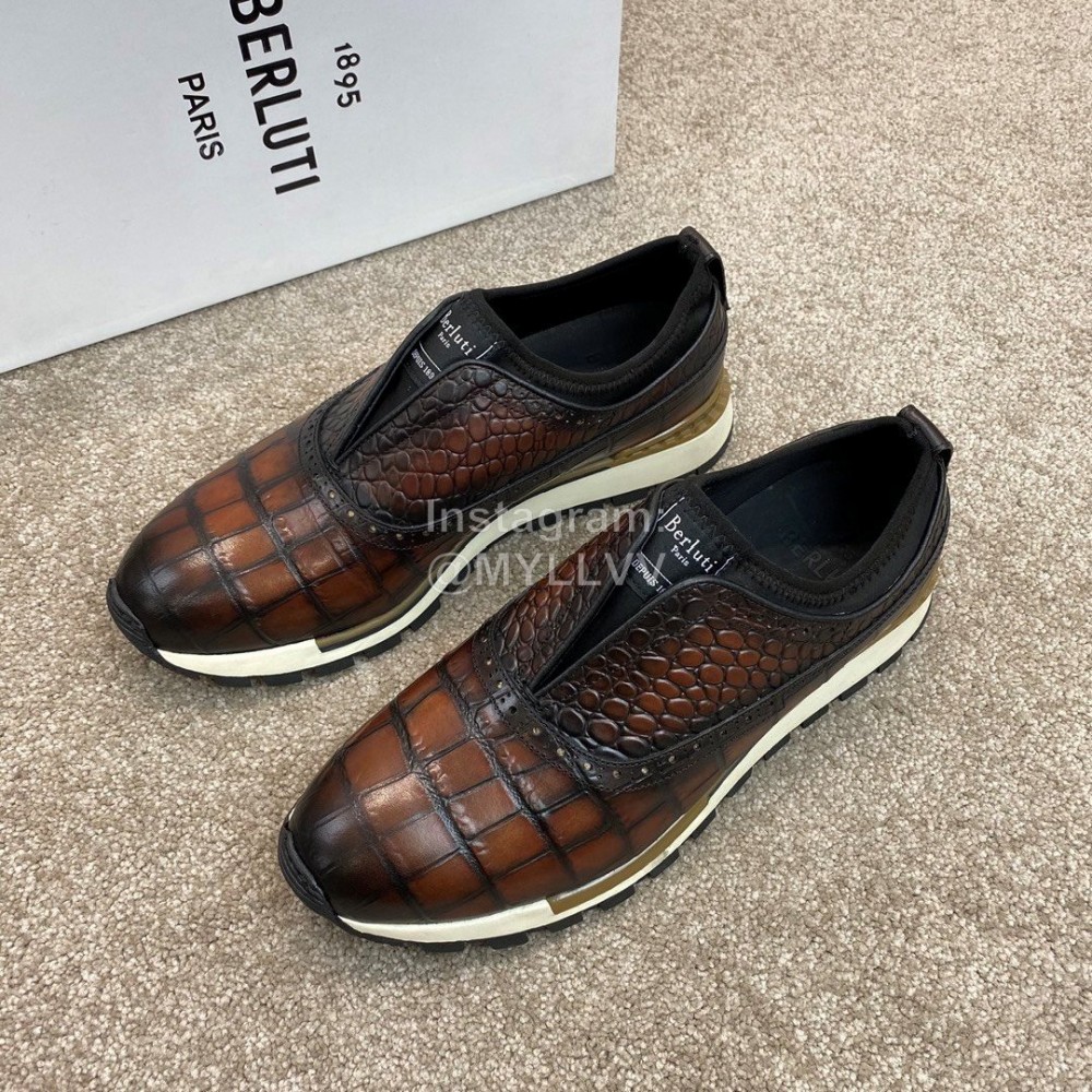 Berluti New Plaid Calf Leather Sneakers For Men Brown
