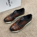 Berluti New Plaid Calf Leather Sneakers For Men Brown
