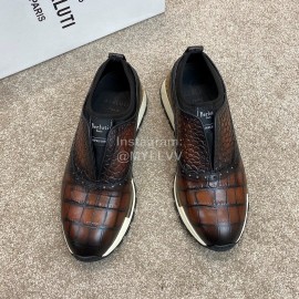 Berluti New Plaid Calf Leather Sneakers For Men Brown